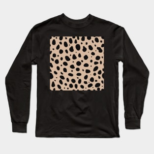 Camel and Black Cheetah Print Animal Print Long Sleeve T-Shirt